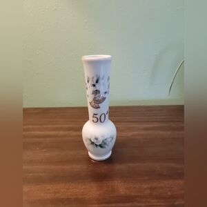 Lefton China #01102 Hand Painted 50th Anniversary Flower Bud Vintage 80's Vase